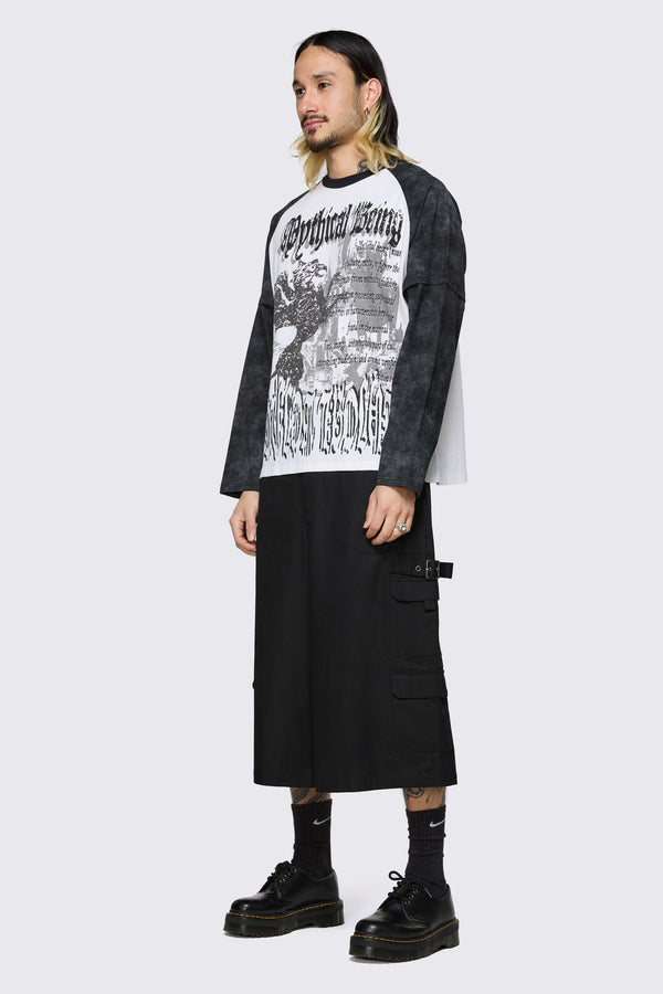 Black Friday - Mythical Goth Contrast Long Sleeve Tee - grey-white