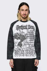 Black Friday - Mythical Goth Contrast Long Sleeve Tee - grey-white