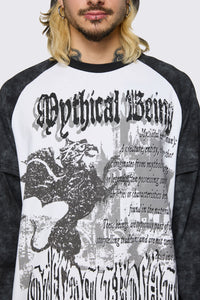 Black Friday - Mythical Goth Contrast Long Sleeve Tee - grey-white
