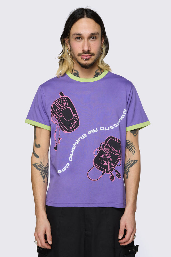 Black Friday - Dont Push My Buttons Tee - purple