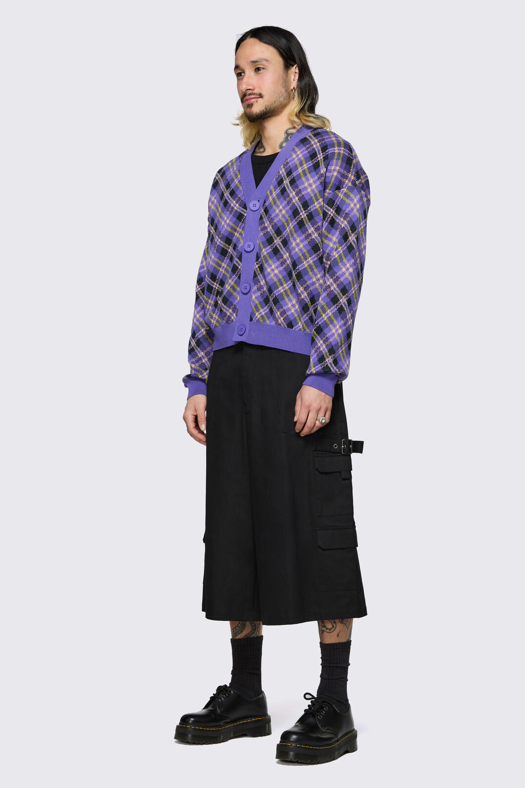 Black Friday - Stuck In Your Head Tartan Cardi - purple
