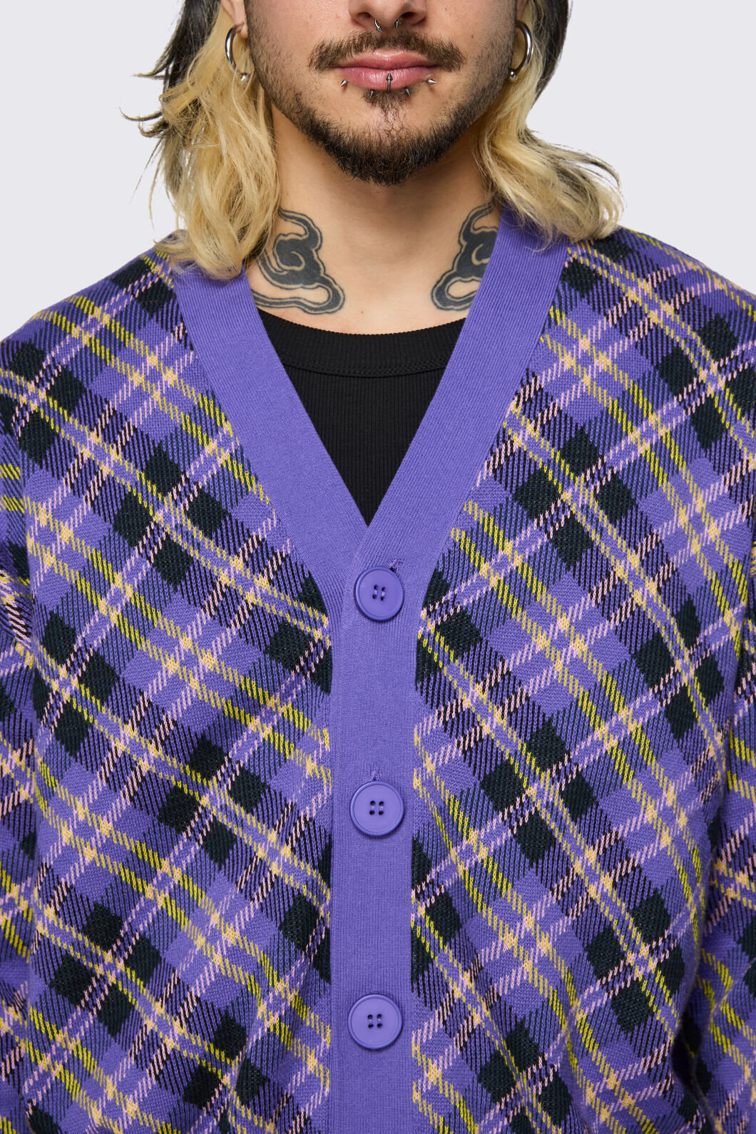 Black Friday - Stuck In Your Head Tartan Cardi - purple