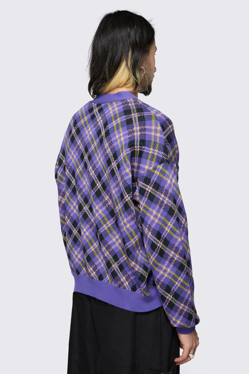Black Friday - Stuck In Your Head Tartan Cardi - purple