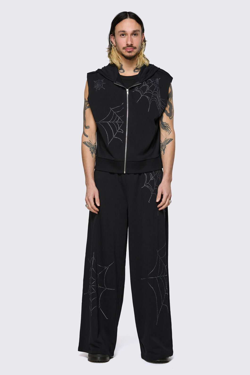 Black Friday - Webbed Diamante Zip Up - black