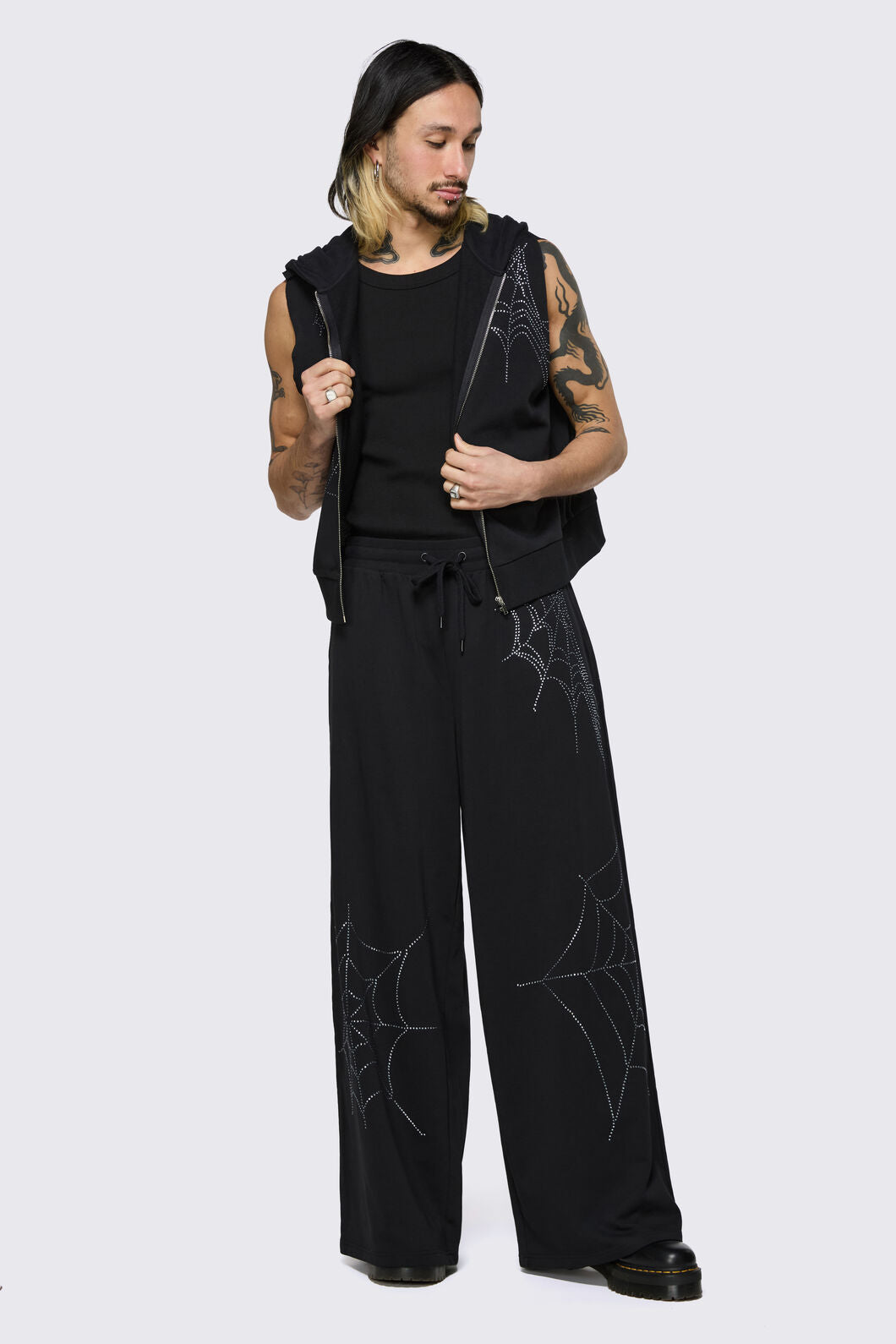 Black Friday - Webbed Diamante Zip Up - black