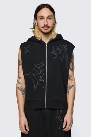 Black Friday - Webbed Diamante Zip Up - black
