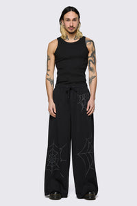 Black Friday - Webbed Diamante Track Pants - black
