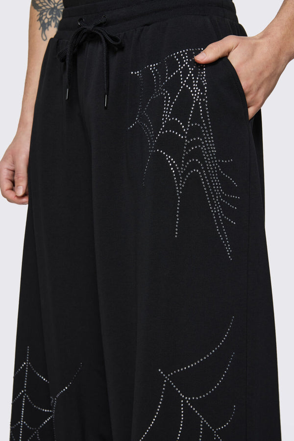 Black Friday - Webbed Diamante Track Pants - black