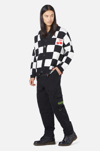 Black Friday - Cherry Check Cardigan - black-white