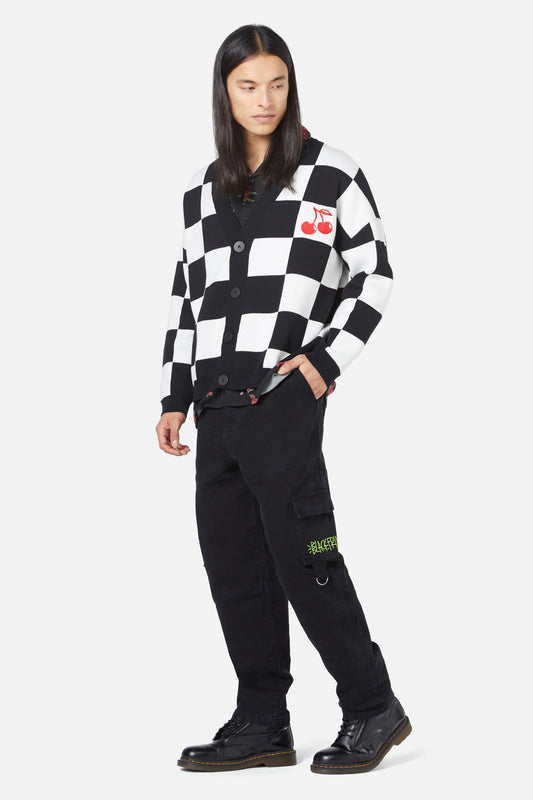 Black Friday - Cherry Check Cardigan - black-white