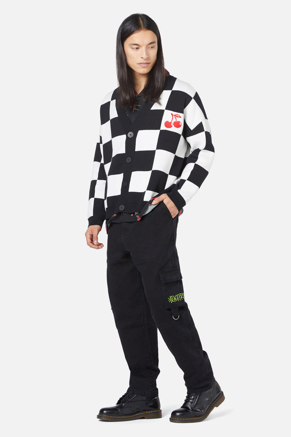Black Friday - Cherry Check Cardigan - black-white