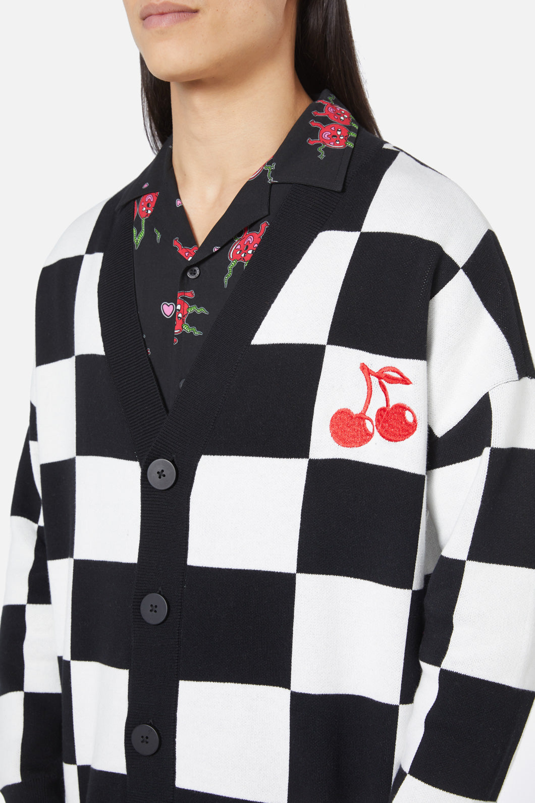 Black Friday - Cherry Check Cardigan - black-white