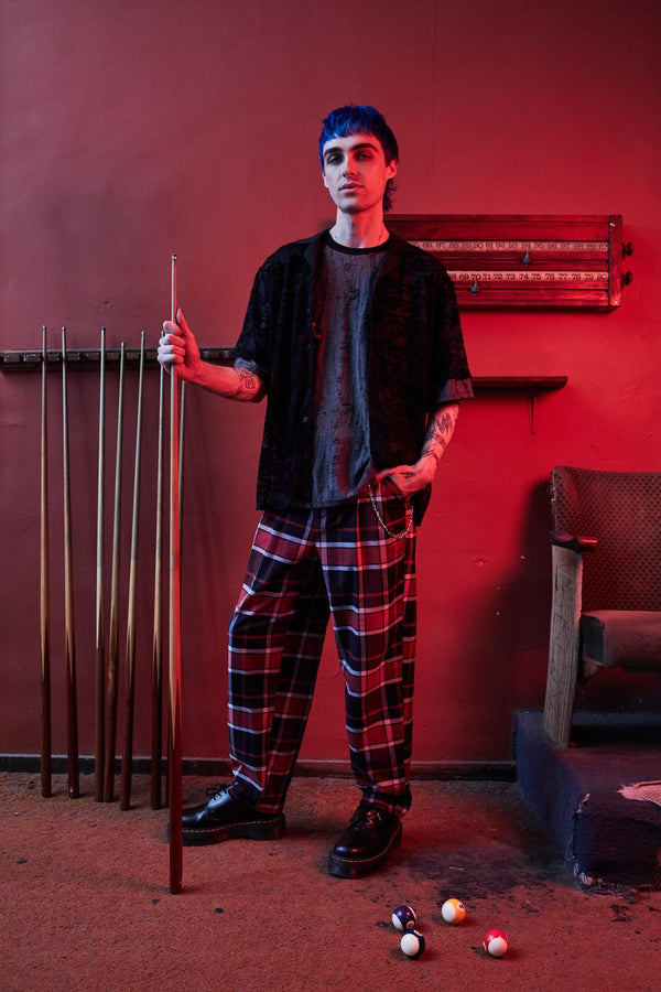 Black Friday - Ursula Tartan Pant - black-red