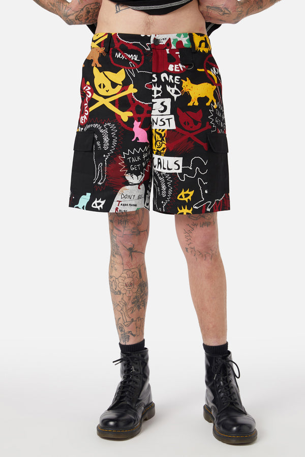 Black Friday - Kitty Riot Cargo Short - black-multi