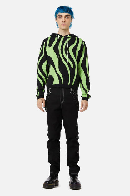 Black Friday - Ghost Wave Knit Hoodie - black-green