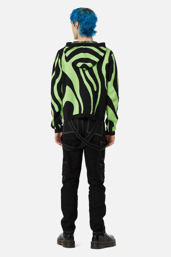 Black Friday - Ghost Wave Knit Hoodie - black-green