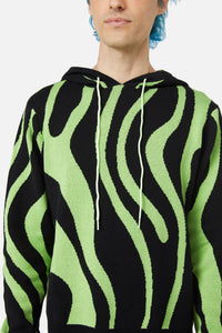 Black Friday - Ghost Wave Knit Hoodie - black-green