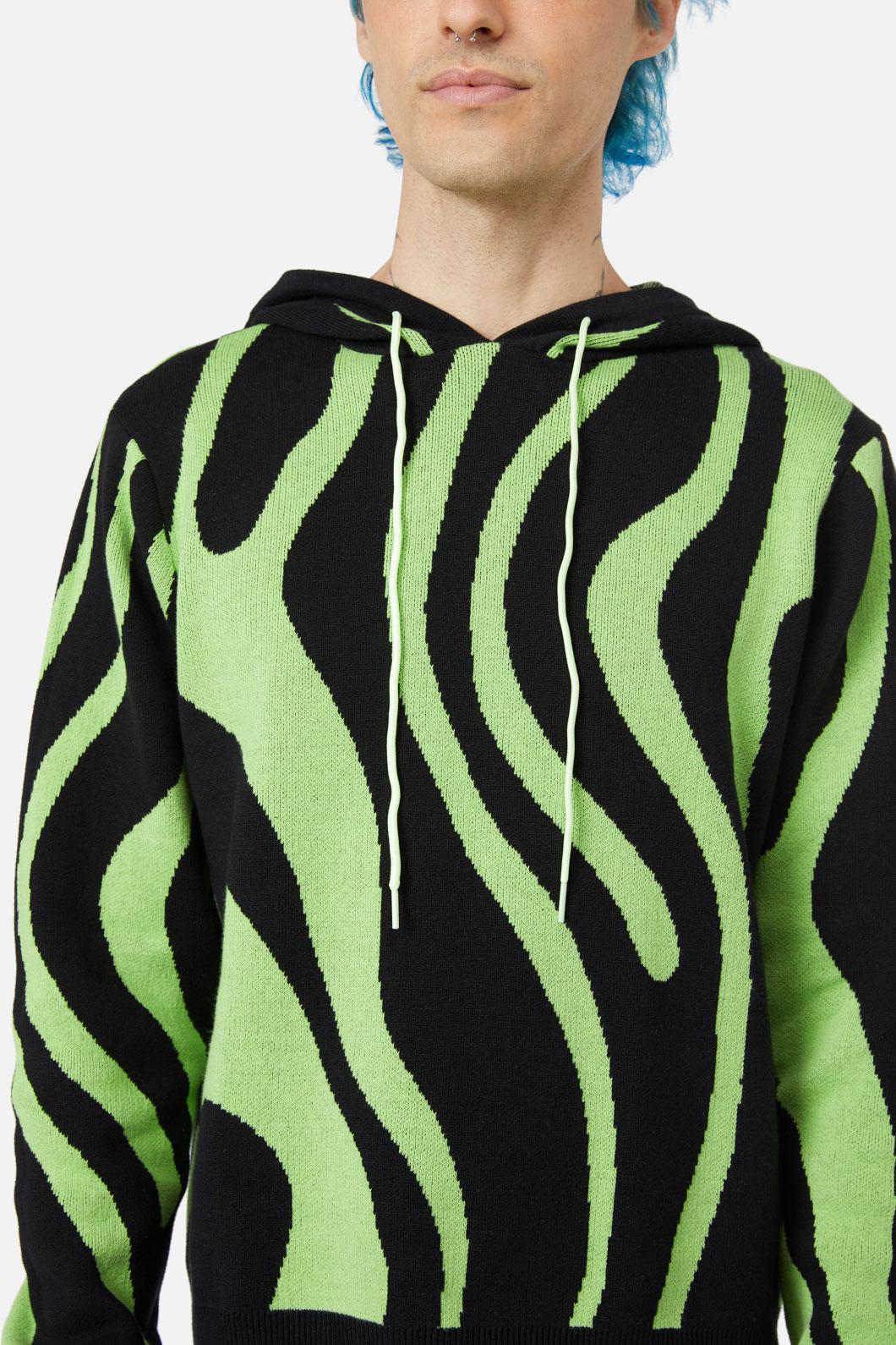 Black Friday - Ghost Wave Knit Hoodie - black-green