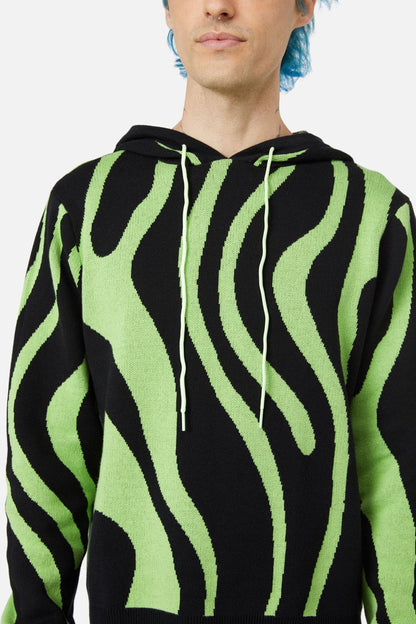 Black Friday - Ghost Wave Knit Hoodie - black-green