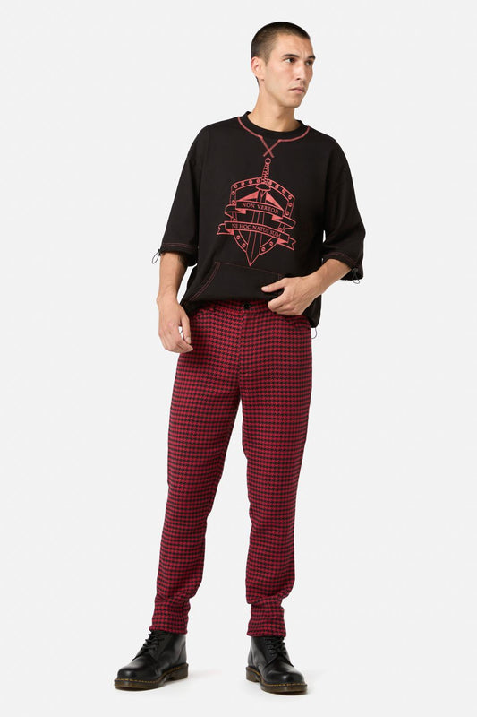 Black Friday - Virtue Houndstooth Slim Fit Pants - red-black