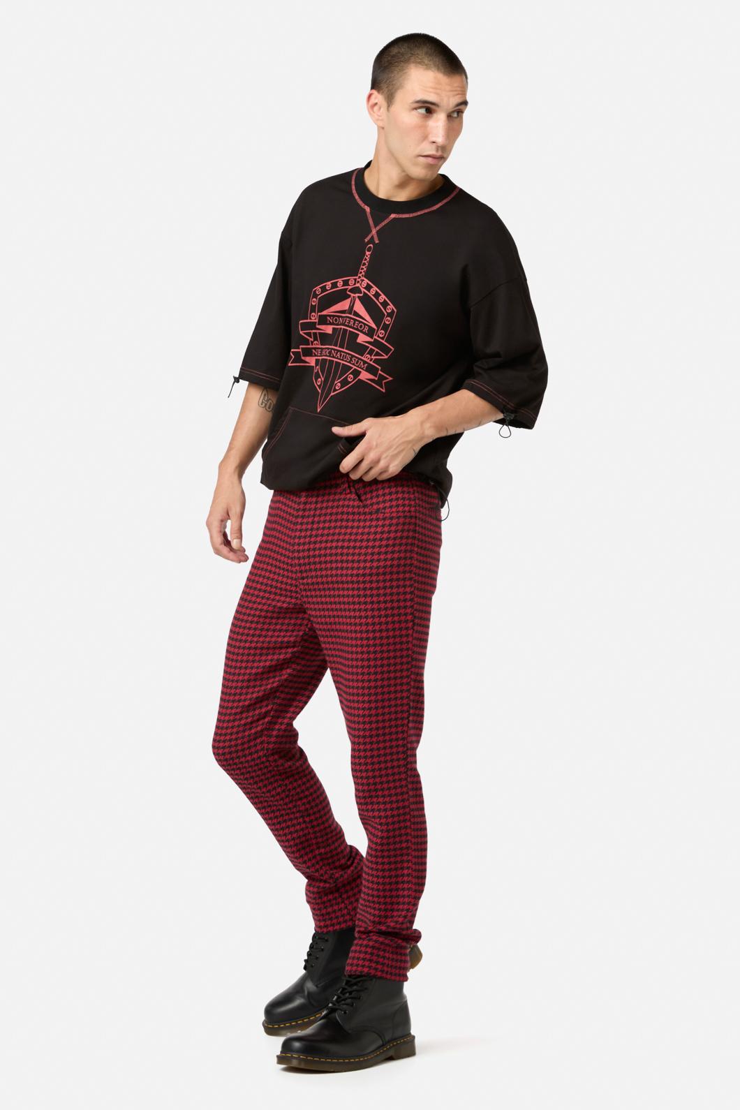 Black Friday - Virtue Houndstooth Slim Fit Pants - red-black