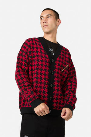 Black Friday - Virtue Houndstooth Cardi - red-black