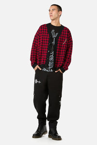 Black Friday - Virtue Houndstooth Cardi - red-black