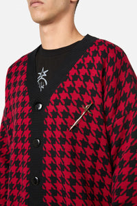 Black Friday - Virtue Houndstooth Cardi - red-black