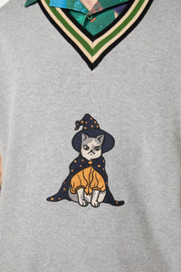 Black Friday - Wizard Cat Knit Vest - grey
