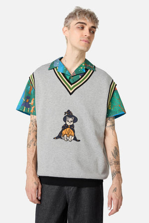 Black Friday - Wizard Cat Knit Vest - grey