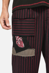 Black Friday - Undead Pin Stripe Patch Pants - black-red