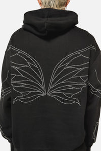 Black Friday - Dragon Wings Diamante Hoodie - black
