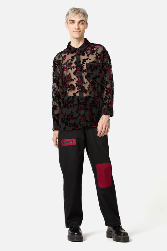 Black Friday - Lush Burnout Velvet LS Shirt - black