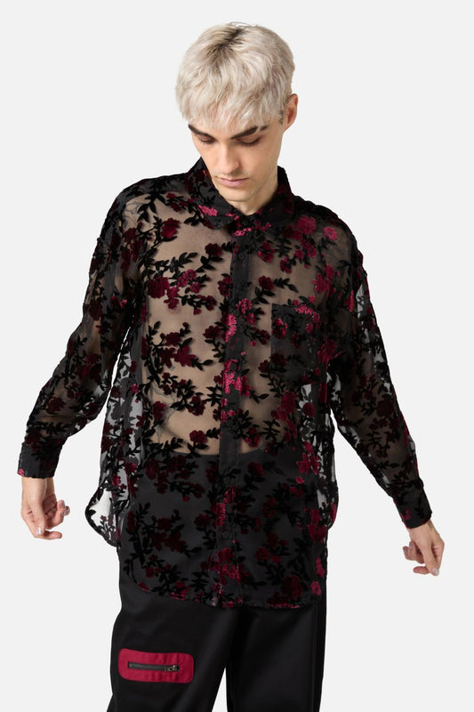 Black Friday - Lush Burnout Velvet LS Shirt - black