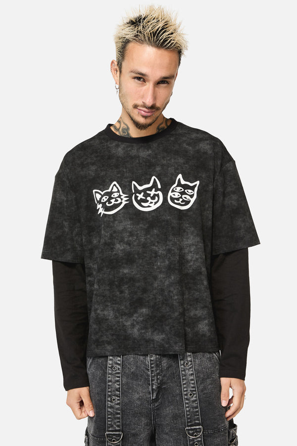 Black Friday - Laneway Graff Acid Wash Tee - grey