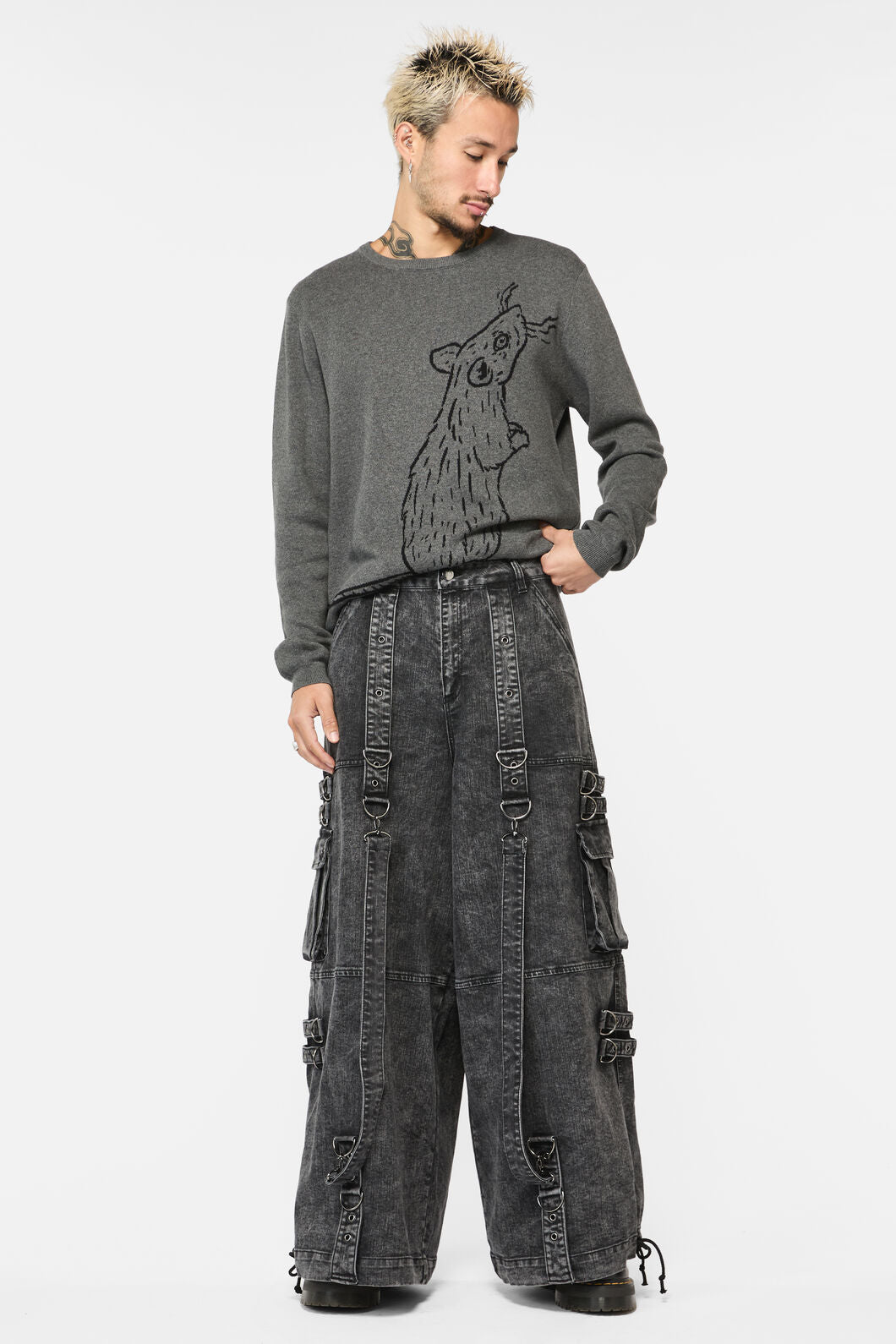 Black Friday - Laneway Acid Wash Grunge Pants - grey