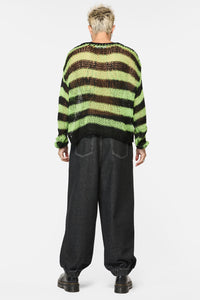 Black Friday - Laneway Distressed Stripe Knit Top - black-green