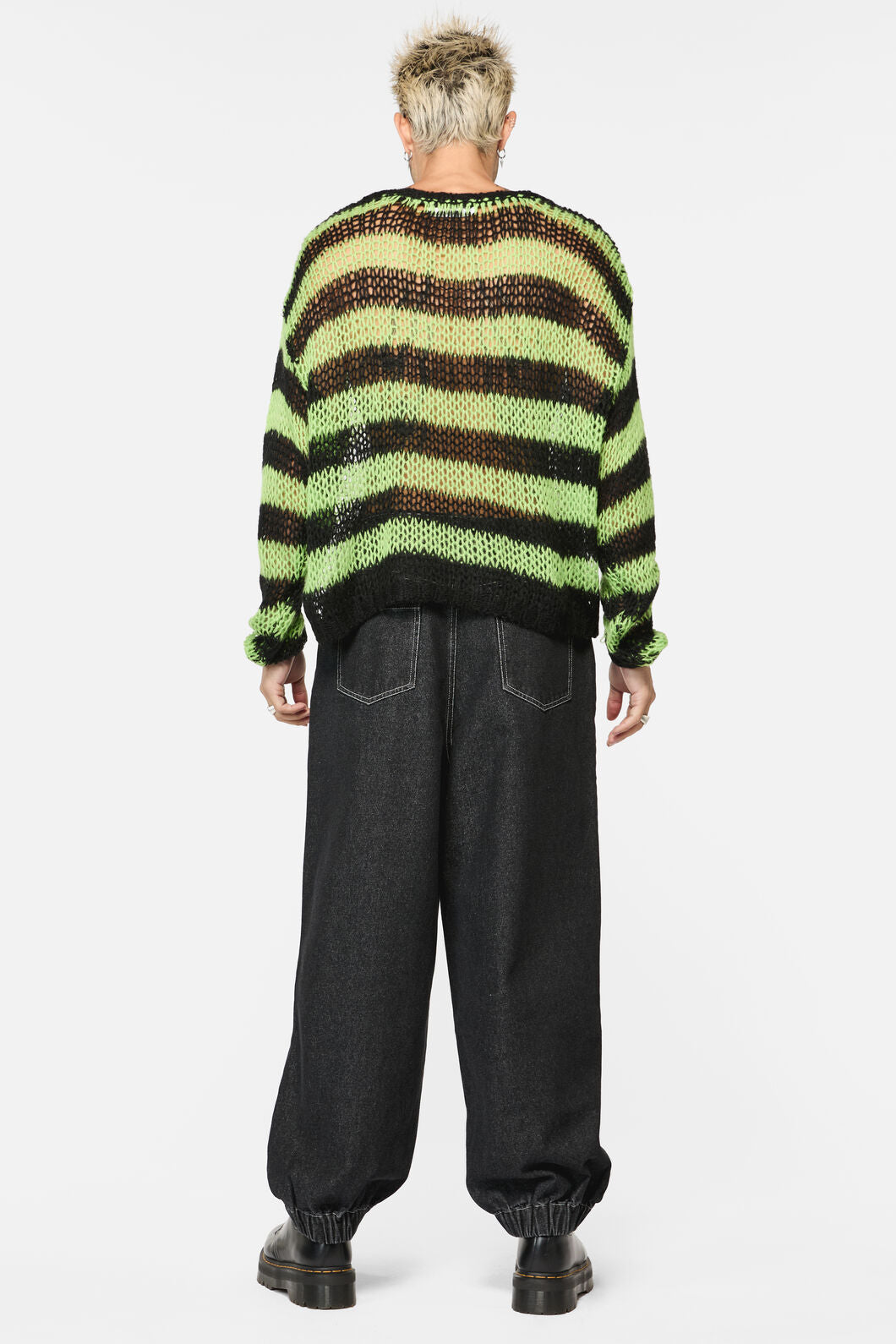 Black Friday - Laneway Distressed Stripe Knit Top - black-green