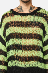 Black Friday - Laneway Distressed Stripe Knit Top - black-green