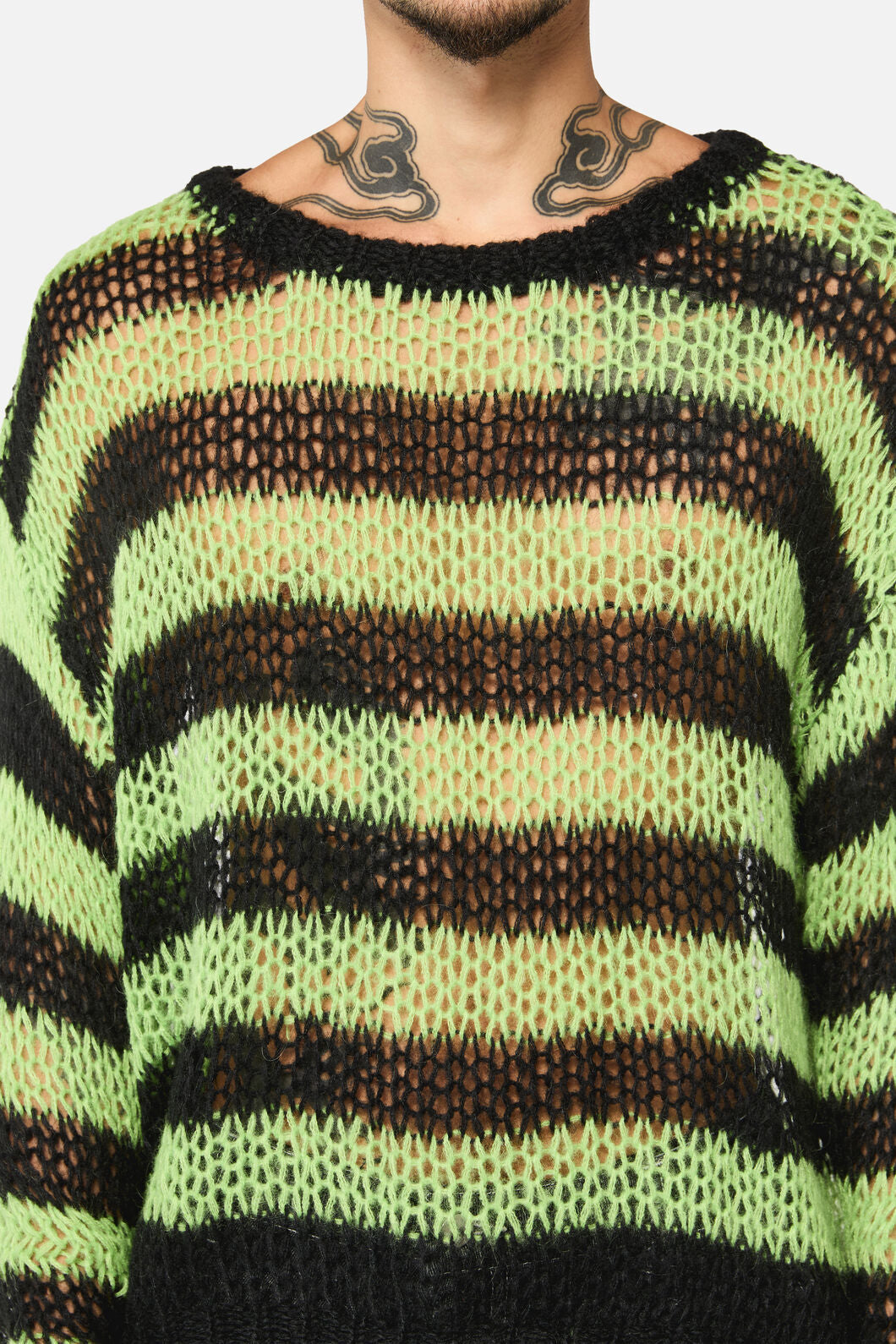 Black Friday - Laneway Distressed Stripe Knit Top - black-green