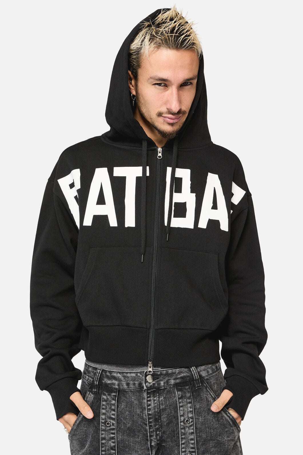 Black Friday - Ratbag Crop Grunge Hoodie - black