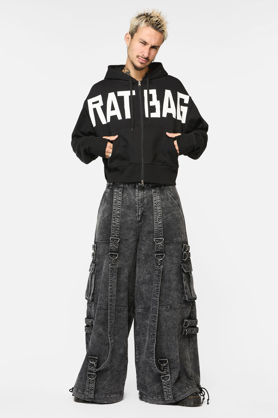 Black Friday - Ratbag Crop Grunge Hoodie - black