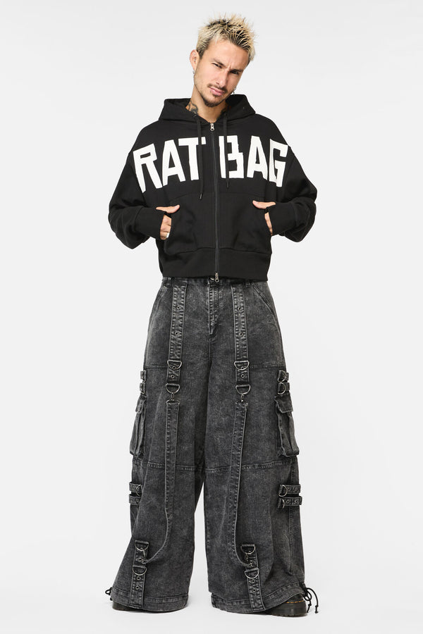 Black Friday - Ratbag Crop Grunge Hoodie - black