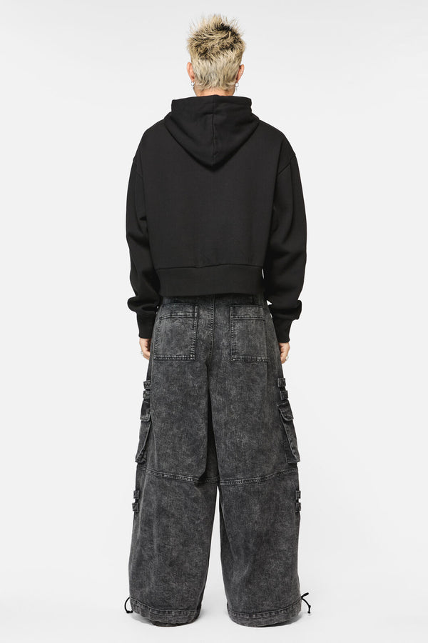 Black Friday - Ratbag Crop Grunge Hoodie - black