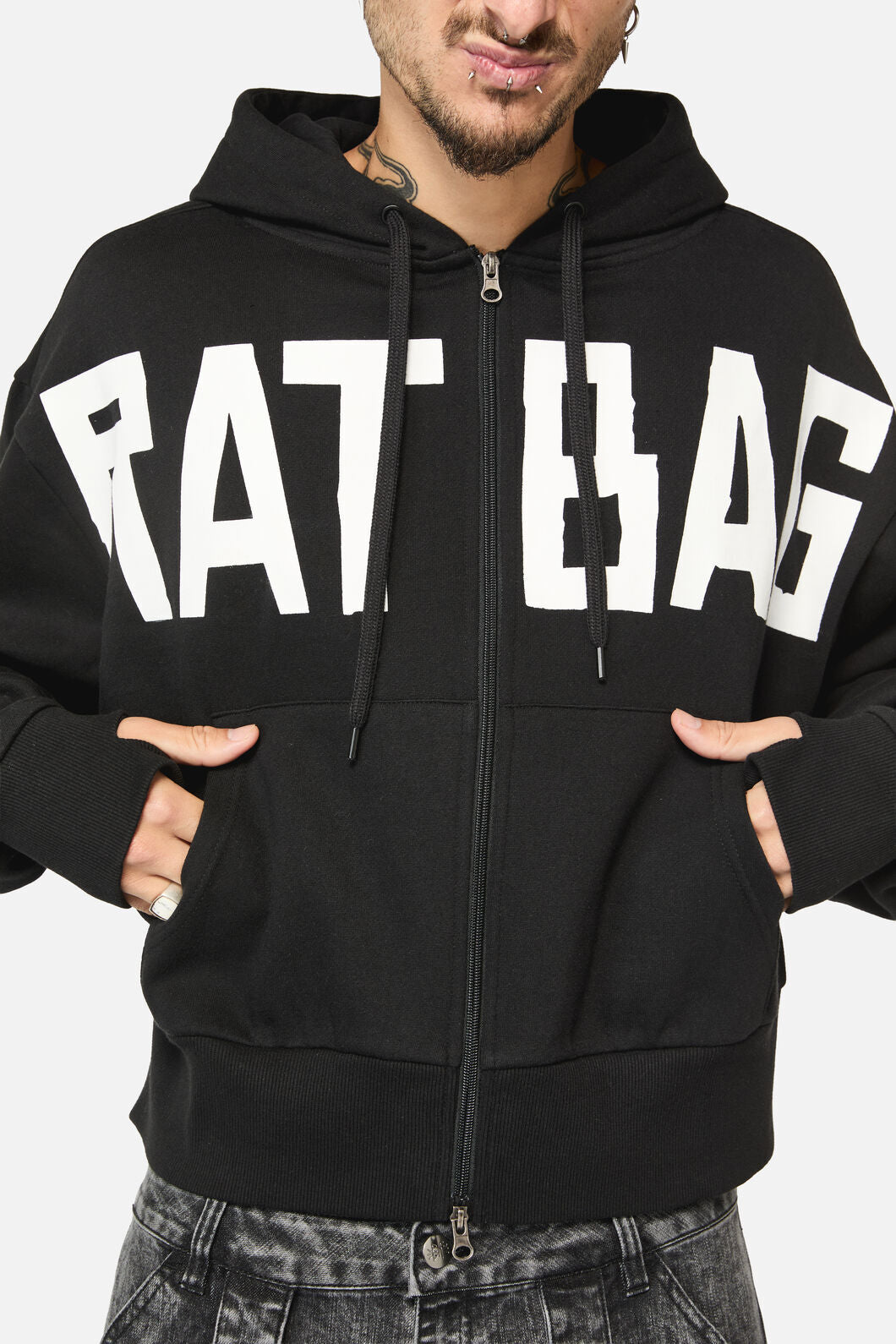 Black Friday - Ratbag Crop Grunge Hoodie - black