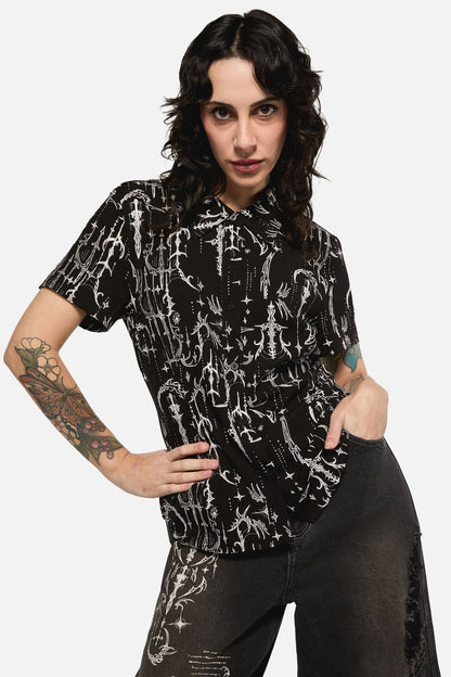 Black Friday - Cyber Print Viscose Blouse - black