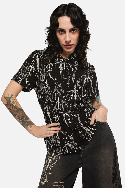 Black Friday - Cyber Print Viscose Blouse - black