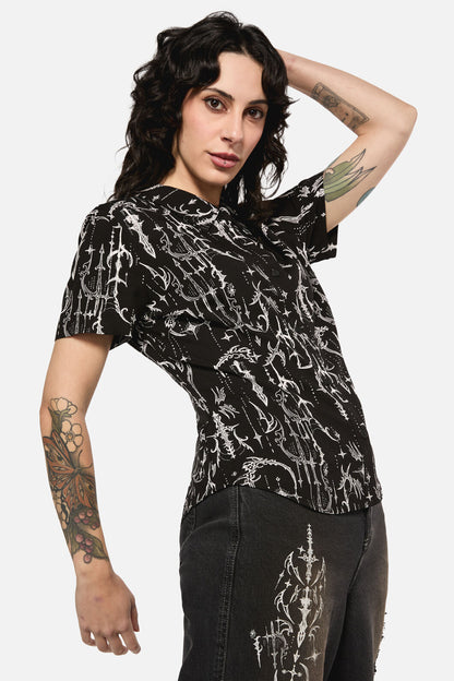 Black Friday - Cyber Print Viscose Blouse - black
