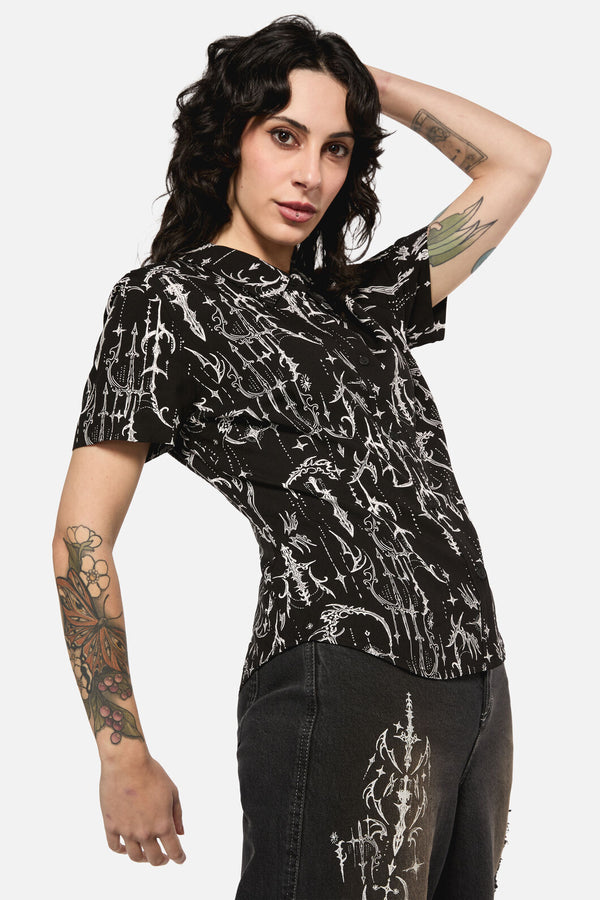Black Friday - Cyber Print Viscose Blouse - black