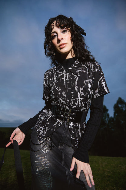 Black Friday - Cyber Print Viscose Blouse - black